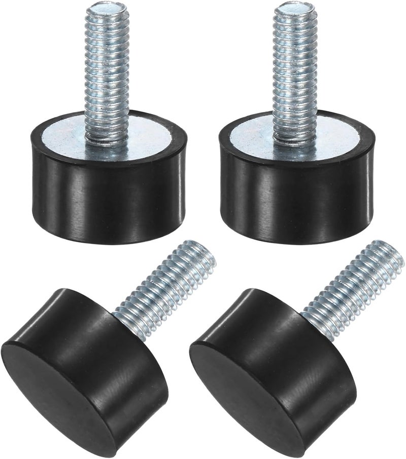 M METERXITY 4 حزمة من مثبتات المطاط D20mmxH10mm عازلات الاهتزاز الأسطوانية مع مسامير M6 x 18mm لضاغط الهواء/السيارة/المضخة/القارب/محرك المرآب/عوازل المطاط - Image 1